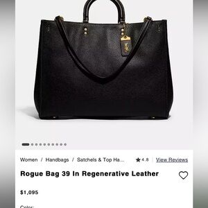 Coach rogue 39 in regenerative leather